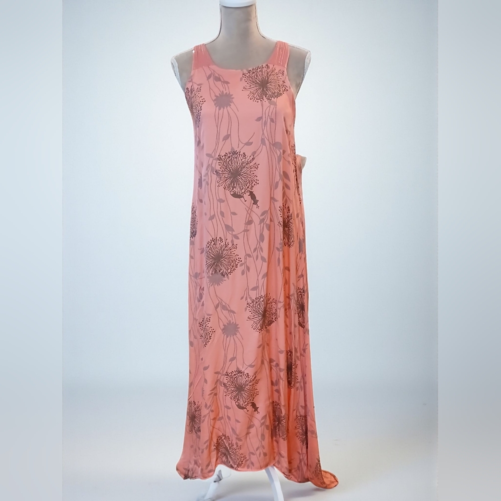 Nicole Italy Silk Assymetrical Maxi Floral Dress Sequin Small Fairy Whimsical